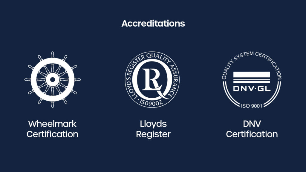 accreditations for marine adhesives like wheelmark, DNV, and Lloyds Register