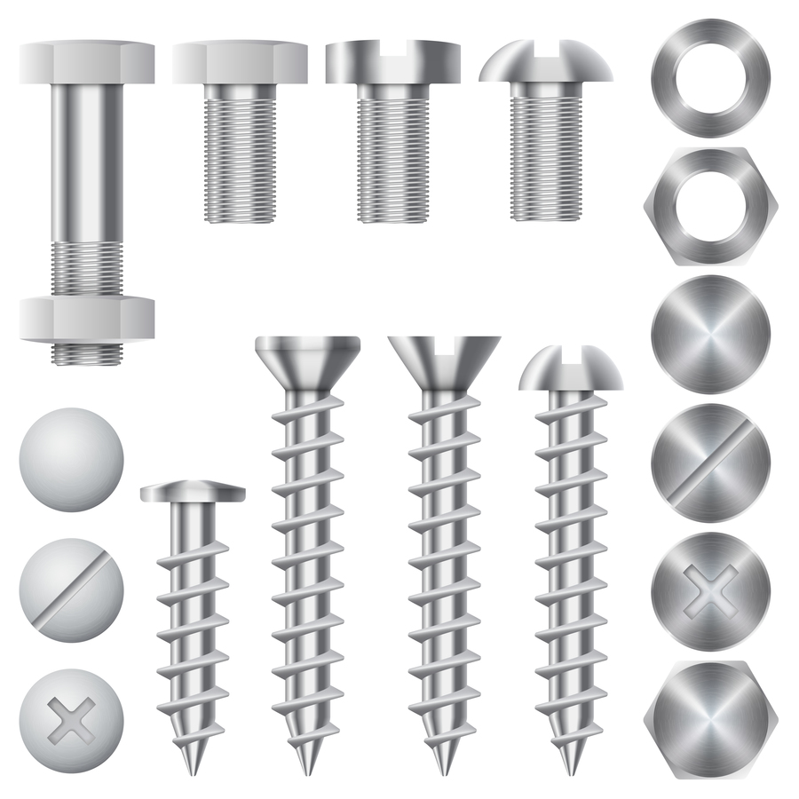 Different assortments of mechanical fasteners